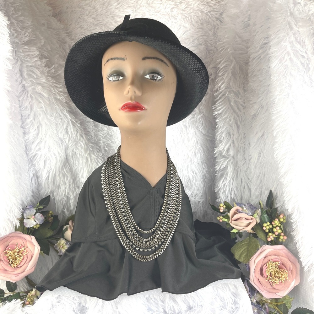 Unbranded Multi Strand Bib Necklace Women OS Silver Metal Rhinestone Statement